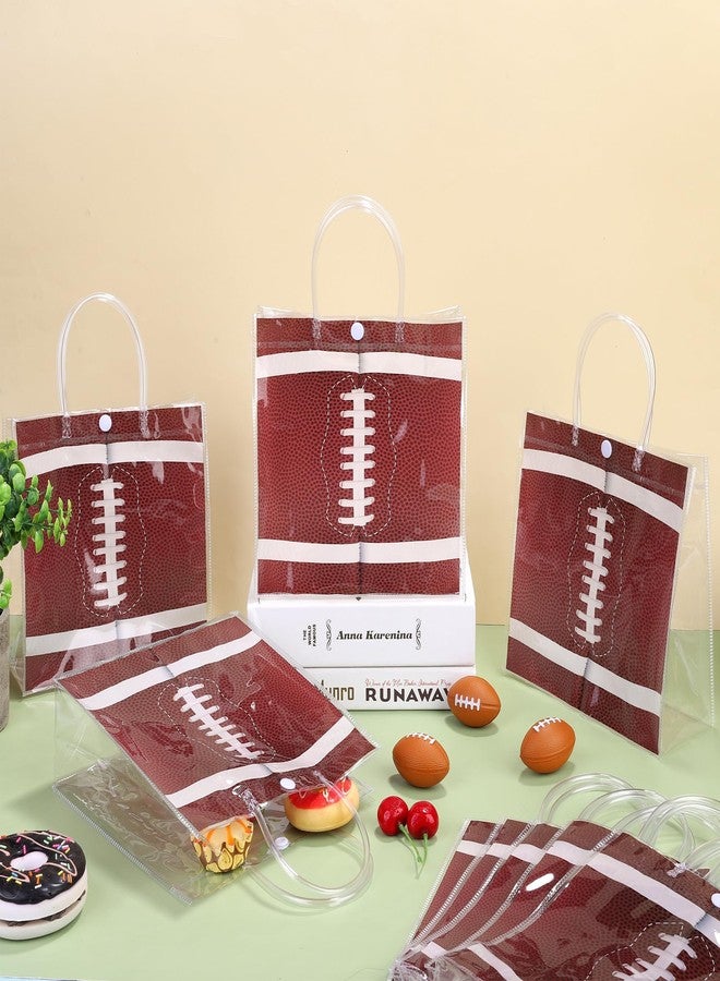 MIMIND 30 Pieces Football Gift Bags with Handles Football Party Favors Goodie Treat Bags, Clear PVC Bags 8 x 8 x 3.15 Inch Gift Wrap Tote Bags for Sport Theme Birthday Party Supplies - Image 4